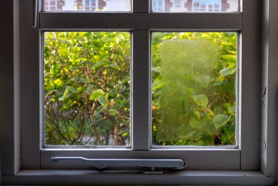 Condensation on insulated glass window in Bozeman Montana